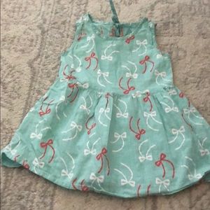 2T mint dress with coral and white bows